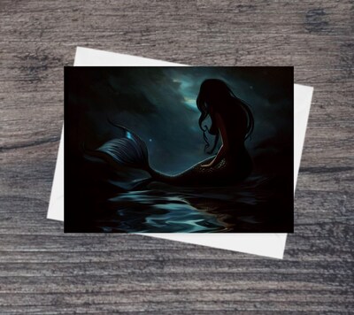 Mermaid Cards, Birthday Greeting Cards, Invitation Cards, Blank Art Cards - image2